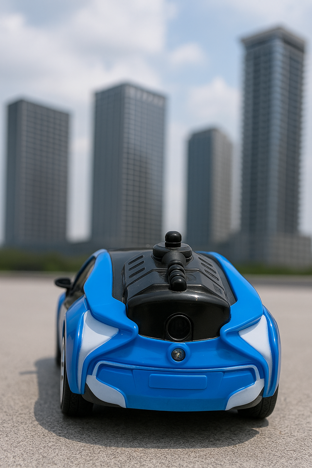 Mihraaj | Blue Remote Control Sports Car with Water Spray – Rechargeable RC Car for Kids with LED Lights & 2.4GHz Controller