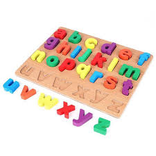 Mihraaj | Pack of 4 Wooden Alphabet & Number Puzzle Set ā Learning Toy
