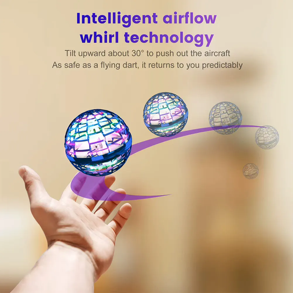 Mihraaj | FlyNova Flying Spinner Ball – Rechargeable LED Hover Toy for Kids & Adults Mihraaj