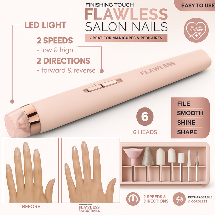 Mihraaj | Flawless Nail Salon Mani Kit – Portable Electric Nail File & Buffer for DIY Manicure in Pakistan - Mihraaj
