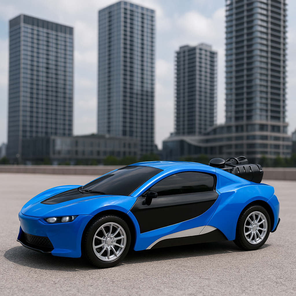 Mihraaj | Blue Remote Control Sports Car with Water Spray – Rechargeable RC Car for Kids with LED Lights & 2.4GHz Controller