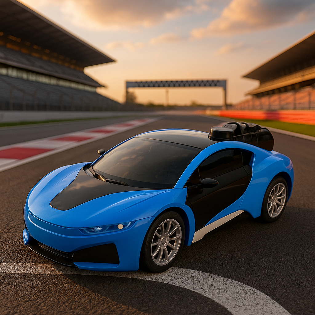 Mihraaj | Blue Remote Control Sports Car with Water Spray – Rechargeable RC Car for Kids with LED Lights & 2.4GHz Controller