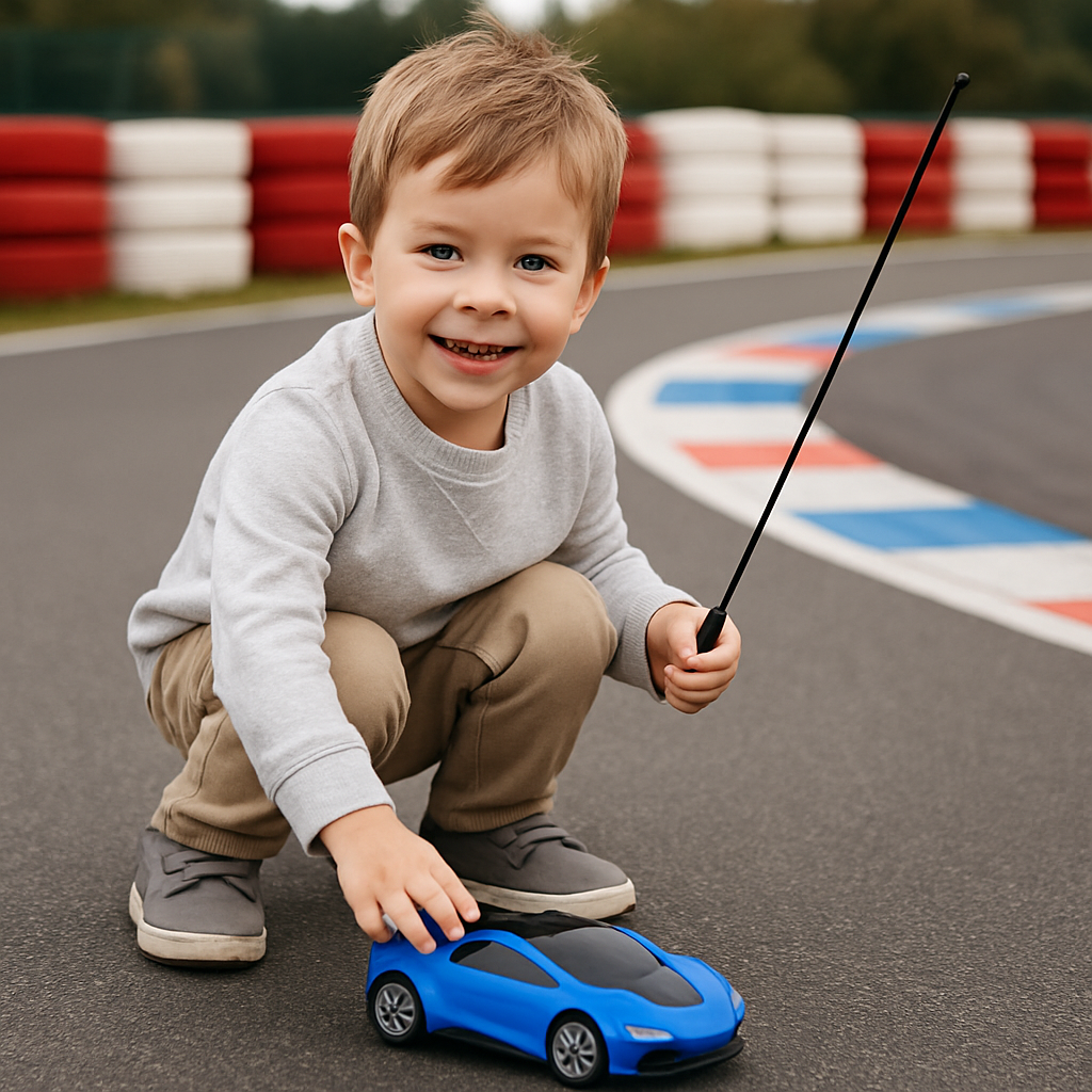 Mihraaj | Blue Remote Control Sports Car with Water Spray – Rechargeable RC Car for Kids with LED Lights & 2.4GHz Controller