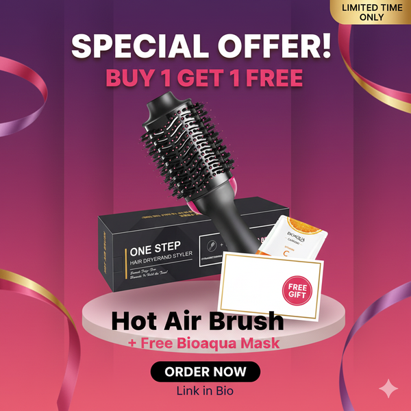 Free BioAqua Mask | 3-in-1 Hot Air Brush – Hair Dryer, Straightener & Curler