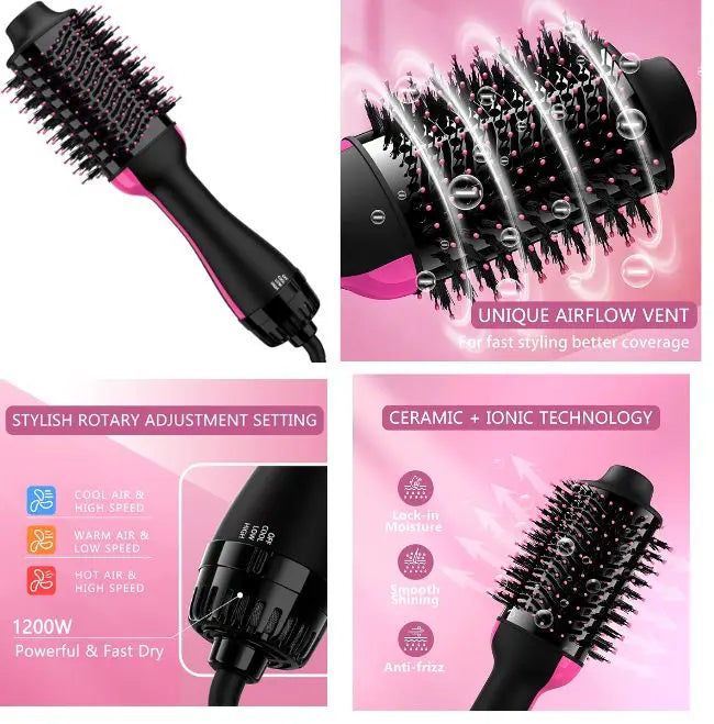 Mihraaj | 3-in-1 Hot Air Brush – Hair Dryer, Straightener & Curler Mihraaj