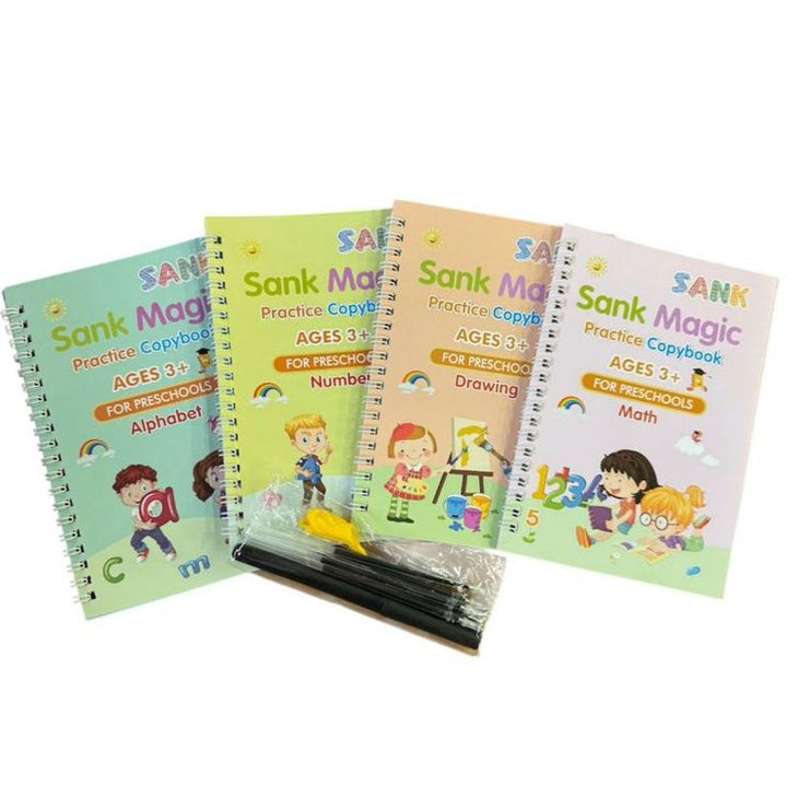 Mihraaj | 2-in-1 Kids Learning Deal: Magic Water Coloring Book + Sank Magic Practice Copy for Kids - Mihraaj