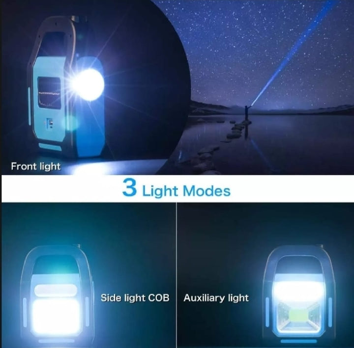 Solar Rechargeable 3-in-1 LED Work Light with Triple Light Sources – Solar & Electric Rechargeable & Portable Mihraaj