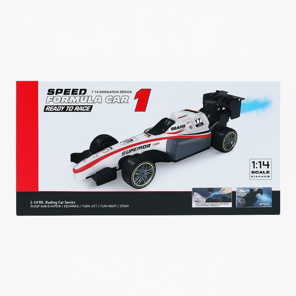 Mihraaj | F1 Rechargeable Remote Control Racing Car – Formula 1 RC Toy Car | Fast Speed, Rear Exhaust Spray, Realistic Tires & Drift Style