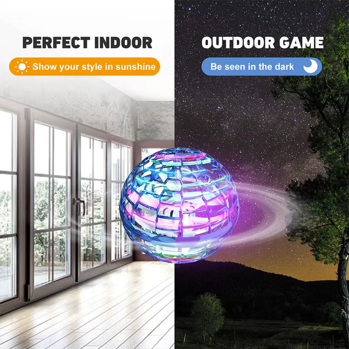 Mihraaj | FlyNova Flying Spinner Ball – Rechargeable LED Hover Toy for Kids & Adults Mihraaj