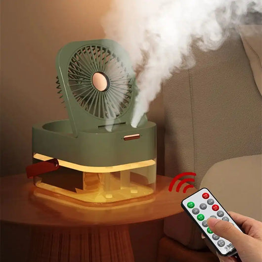 Double Spray Portable Humidifier Fan With Lamp | Mihraaj