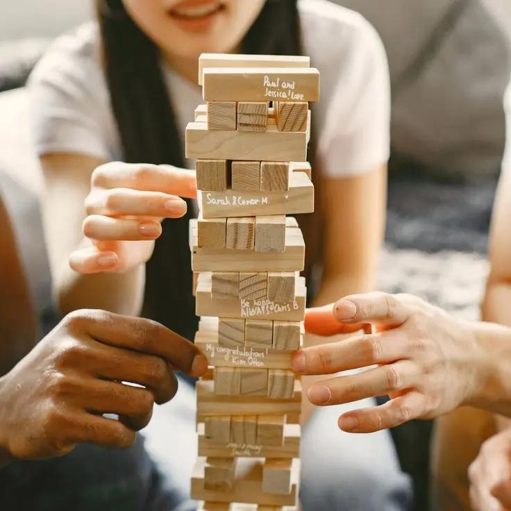 Mihraaj | 2-in-1 Classic Wooden Jenga Stacking Game - Mihraaj
