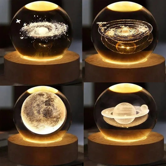 Mihraaj | Luminous Crystal Lamp – LED Celestial Night Light & Healing Stone Decor - Mihraaj