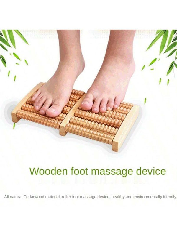 Mihraaj | Wooden Foot Massager Roller Tool | Acupressure & Plantar Fasciitis Relief - Mihraaj